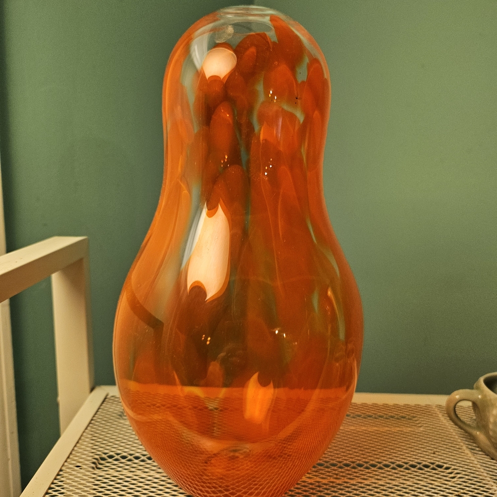 Vibrant Orange Glass Art Vase